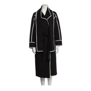 MAJE Black Coat with White Trim